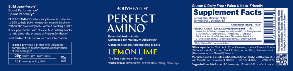 Perfect Amino Powder, Lemon Lime