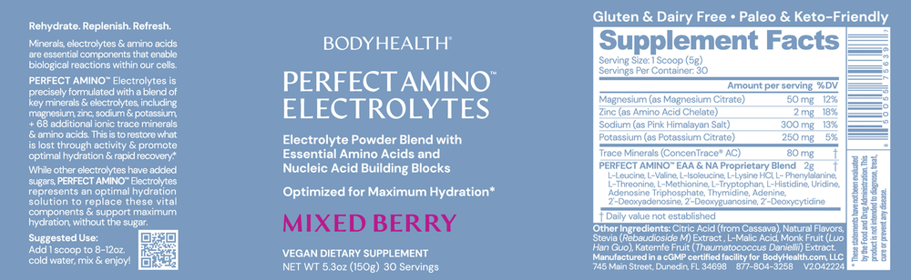 PerfectAmino Electrolytes, Mixed Berry