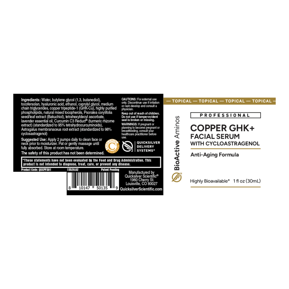Copper GHK+ Facial Serum with Cycloastragenol