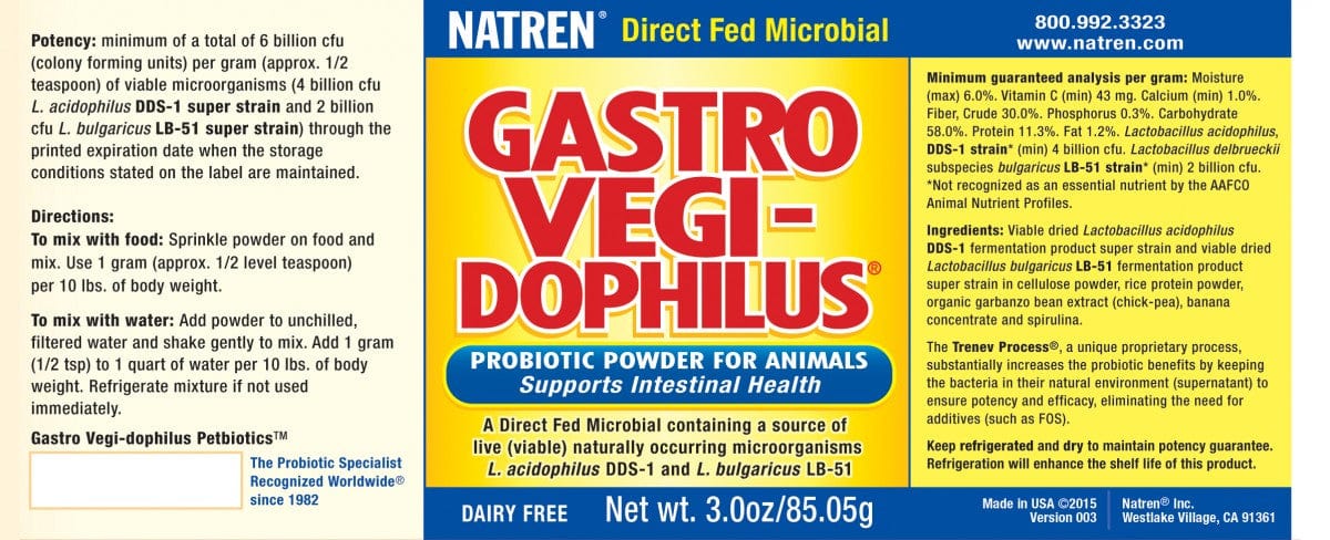 Natren Gastro Vegi-Dophilus 3.0 oz powder
