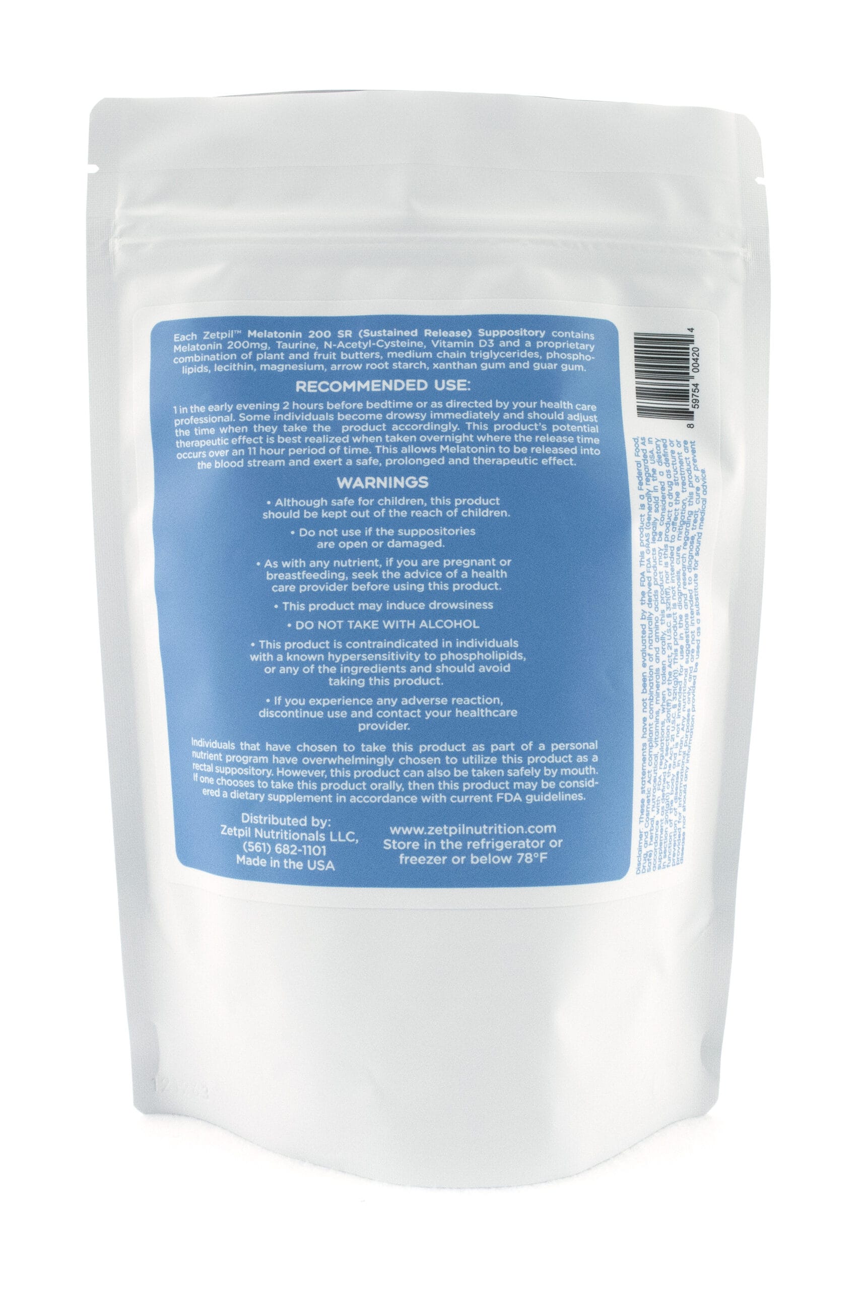 Zetpil™ Melatonin 200mg SR Suppository