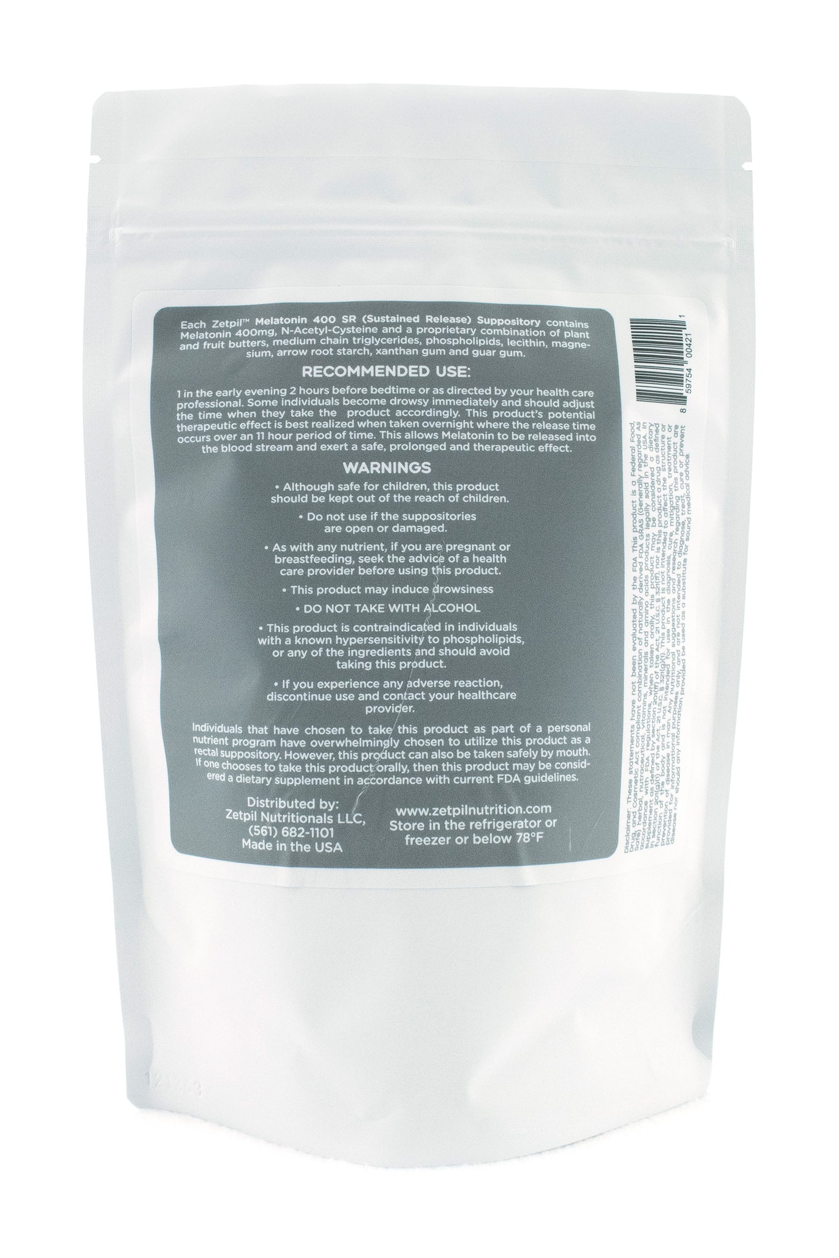 Zetpil™ Melatonin 400mg SR Suppository