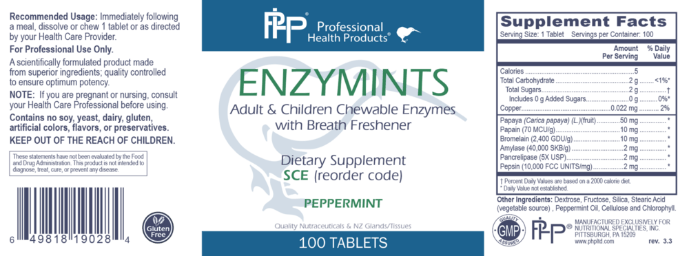 Enzymints Chewable Tablets - Peppermint