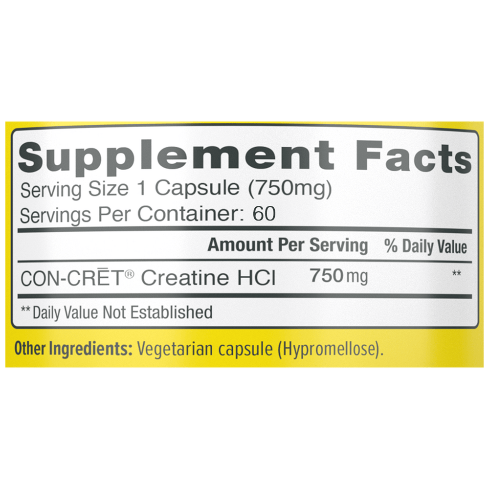 Creatine HCl Capsules, 750mg