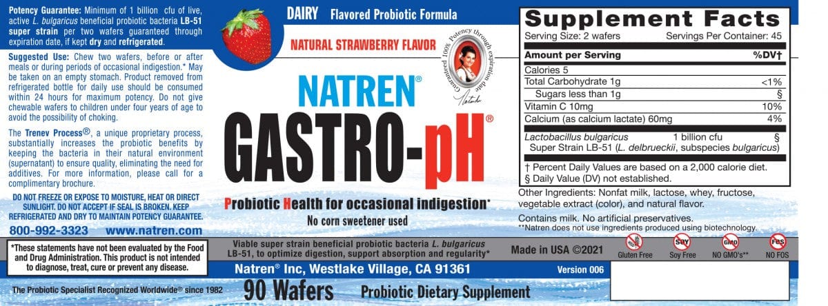 Natren Gastro-pH 90 wafers Dairy