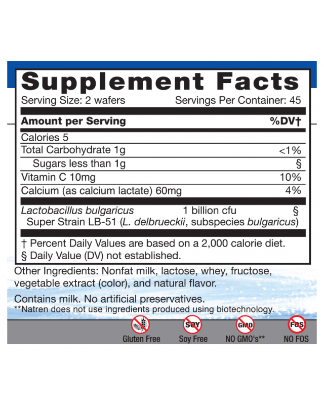 Natren Gastro-pH 90 wafers Dairy