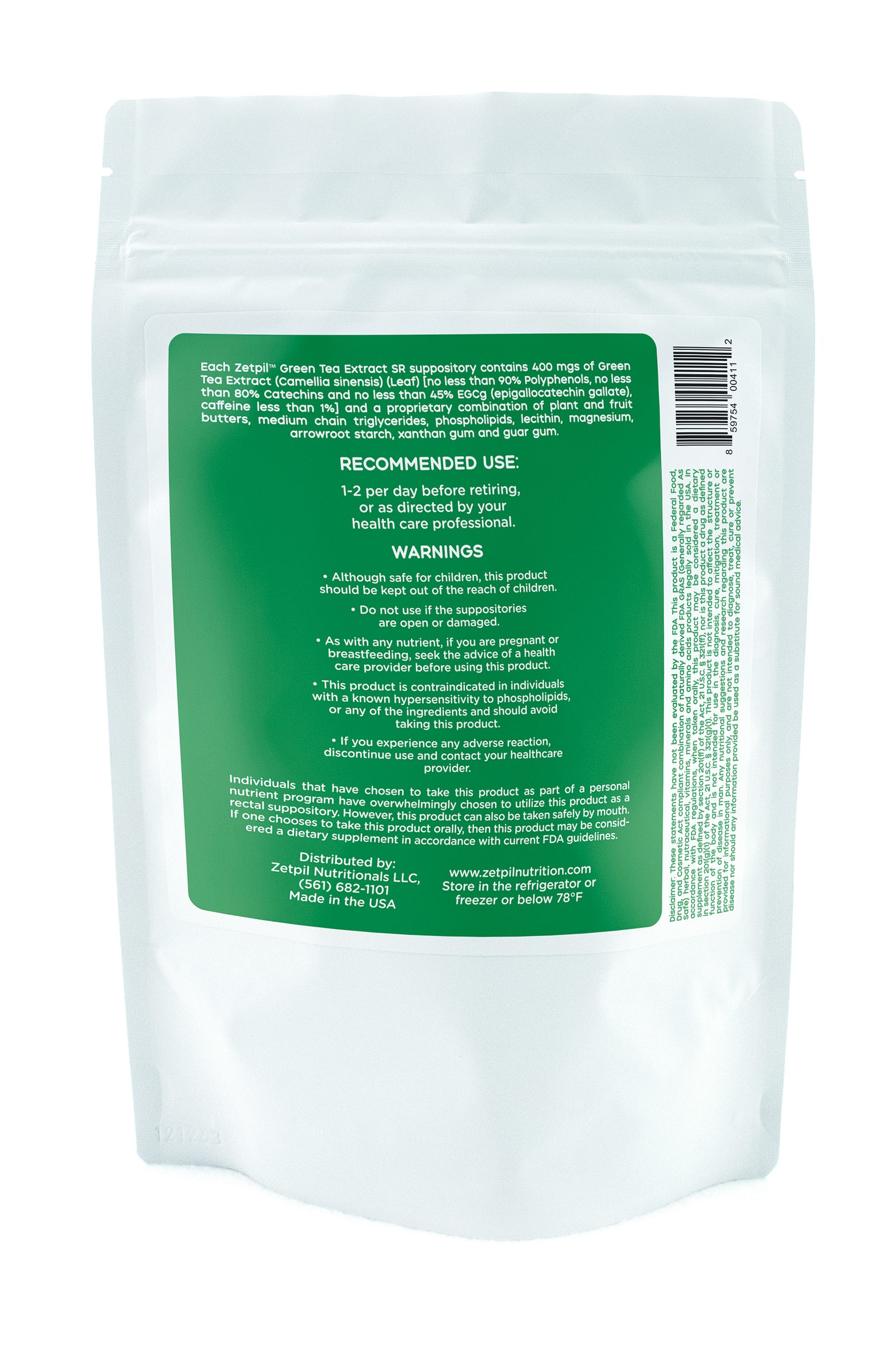 Zetpil™ Green Tea Extract (SR) Suppository
