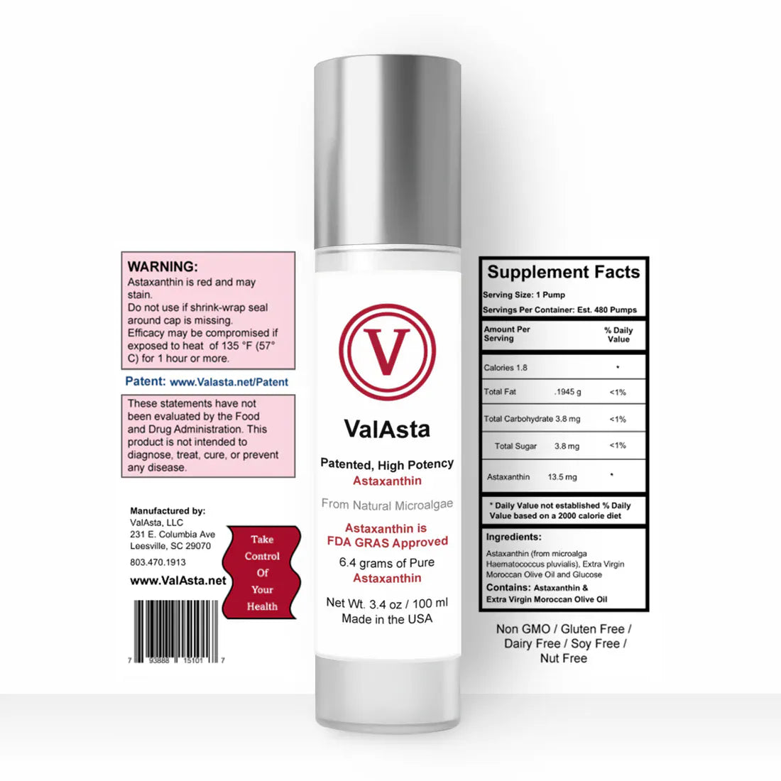 ValAsta Liquid Astaxanthin with OLIVE Oil 100mL - Certified Kosher Pareve